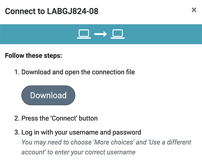 LabStats Instructions: Click download, press connect, and log in