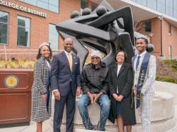 2024 Sculpture Unvieling- Community of Stars with Artist Nnamdi Okonkwo, Miss Sophomore, Dean Gregory, and Mister Coppin