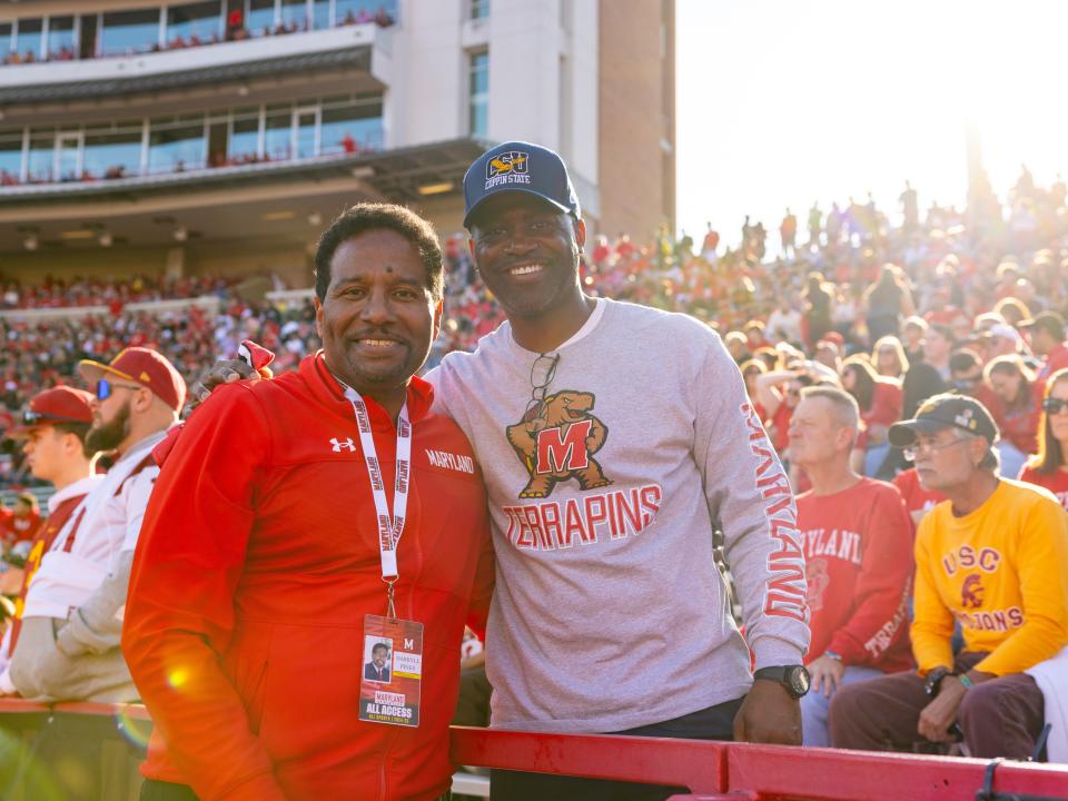 Dr. Jenkins with President Pines (UMD Terps Football Game)