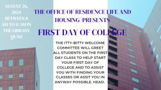 housing and res life Welcome Committee August 26, 2024, 8 to 11 a.m.